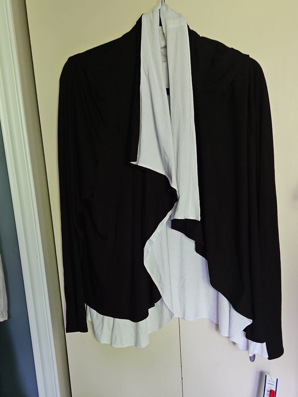 Black & White Draped Open-Front Cardi/jacket Sz 2X Ptp27+ L25